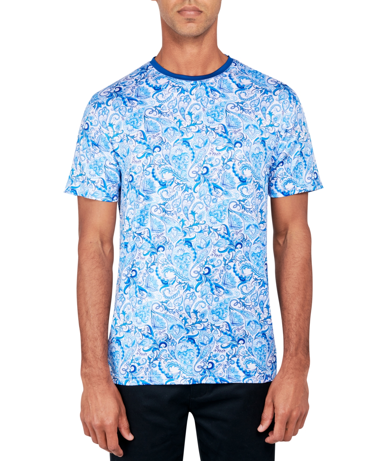 Shop Society Of Threads Men's Regular-fit Paisley Performance T-shirt In Blue