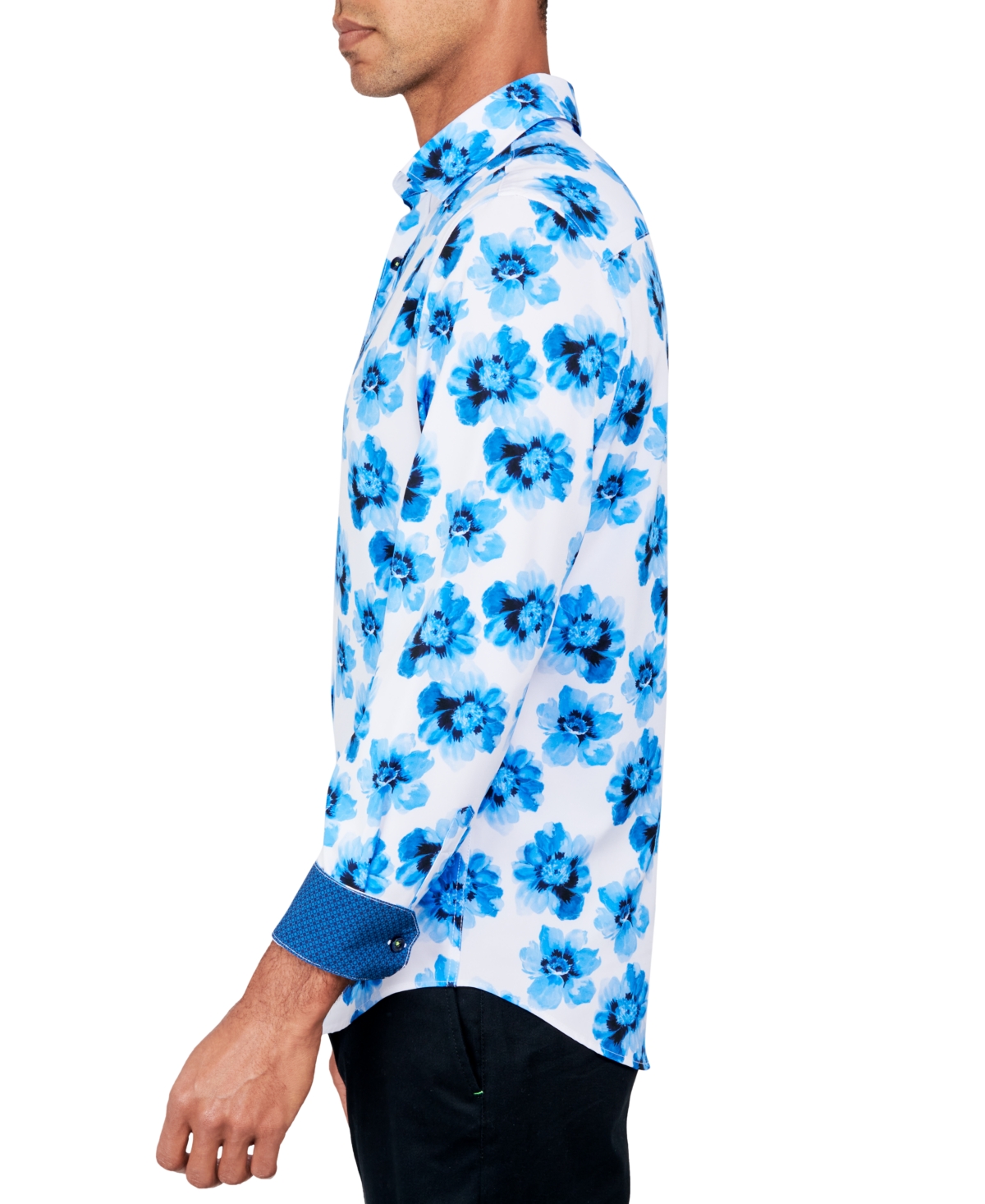 Society of Threads Men's Regular-Fit Non-Iron Performance Stretch Floral-Print Button-Down Shirt