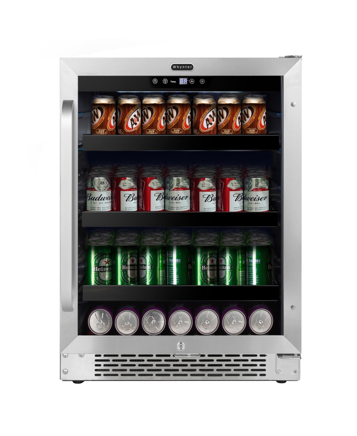 Whynter 24 inch Built-In 140 Can Undercounter Stainless Steel Beverage Refrigerator - Silver
