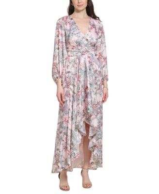Vince Camuto - Women's Floral-Print Buckle-Waist Gown
