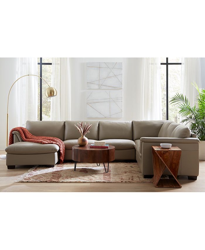 Macy's grey best sale leather sectional