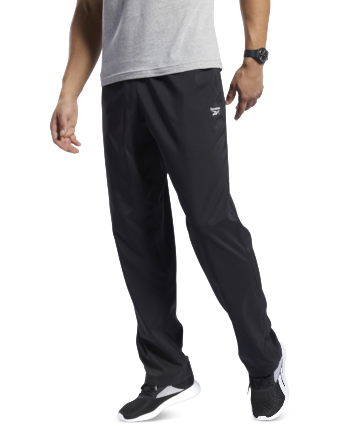 Shop Reebok Men's Training Essentials Classic-fit Moisture-wicking Drawstring Pants In Black,white