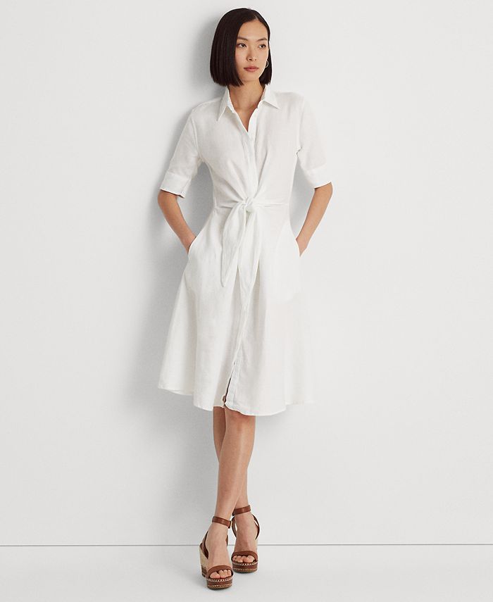Lauren Ralph Lauren Linen Fit & Flare Shirtdress, Regular & Petite &  Reviews - Dresses - Women - Macy's