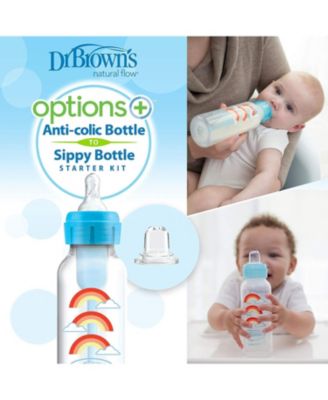 Baby Options+ Anti-Colic Baby Bottle to Sippy Bottle Starter Kit, 8oz, 3 pack