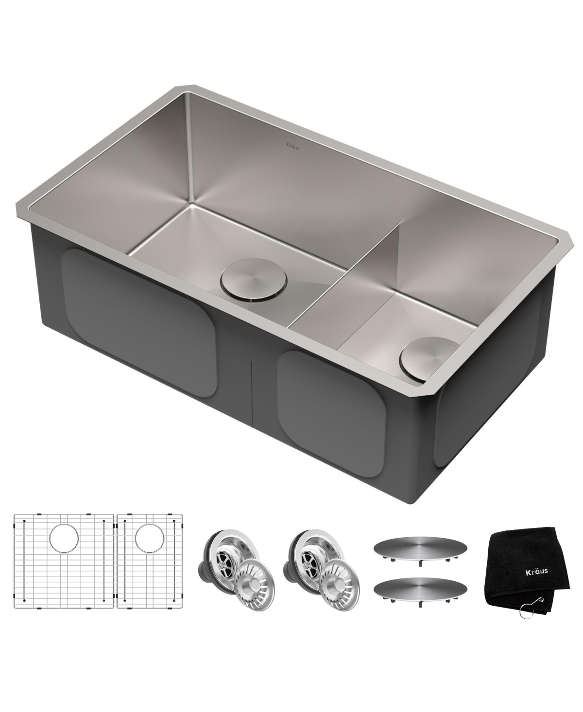 Kraus Standart Pro 32 in. 16 Gauge Undermount 60/40 Double BowlKitchen Sink - Stainless steel