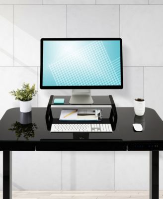 Seville Classics 21" airLIFT Tempered Glass Elevated Desk Stand Ergonomic Monitor Riser