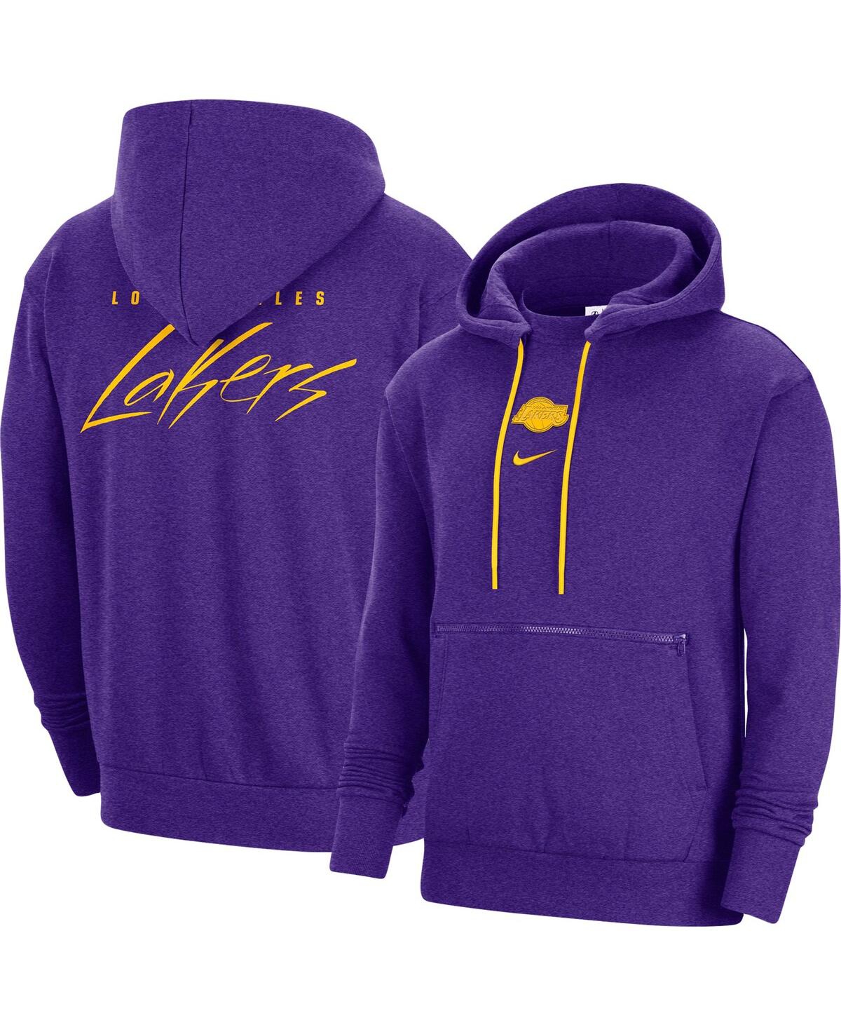 Shop Nike Men's  Heather Purple Los Angeles Lakers Courtside Versus Flight Pullover Hoodie