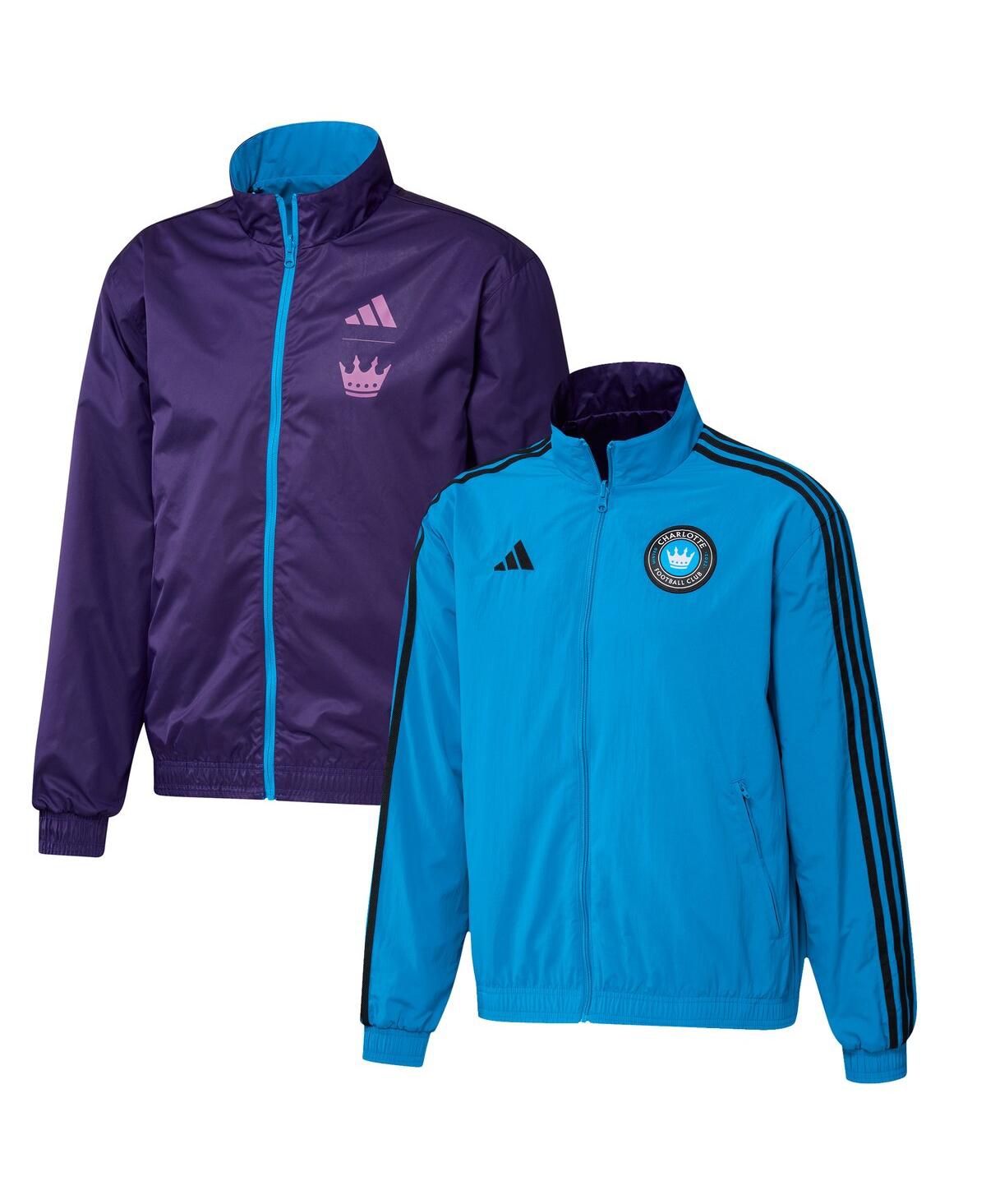 Shop Adidas Originals Men's Adidas Blue, Purple Charlotte Fc 2023 On-field Anthem Full-zip Reversible Team Jacket In Blue,purple