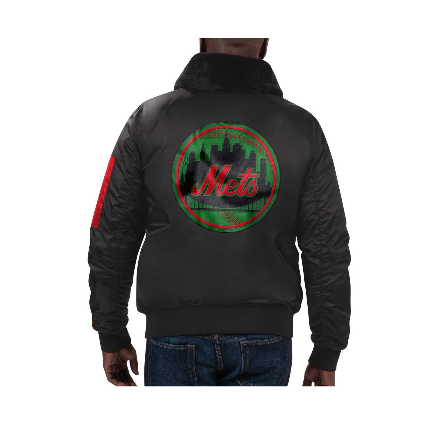 Men's x Ty Mopkins Black New York Mets Black History Month Satin Full-Zip Jacket