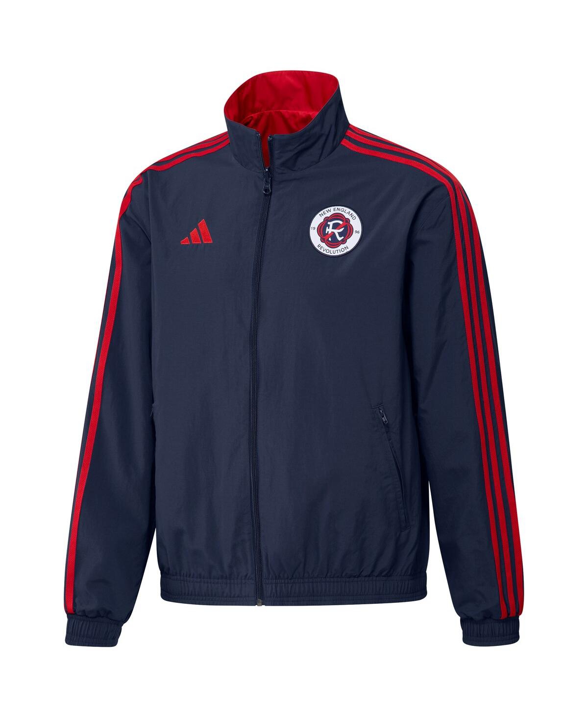 Men's adidasand Red New England Revolution 2023 On-Field Anthem Full-Zip Reversible Team Jacket - Navy, Red