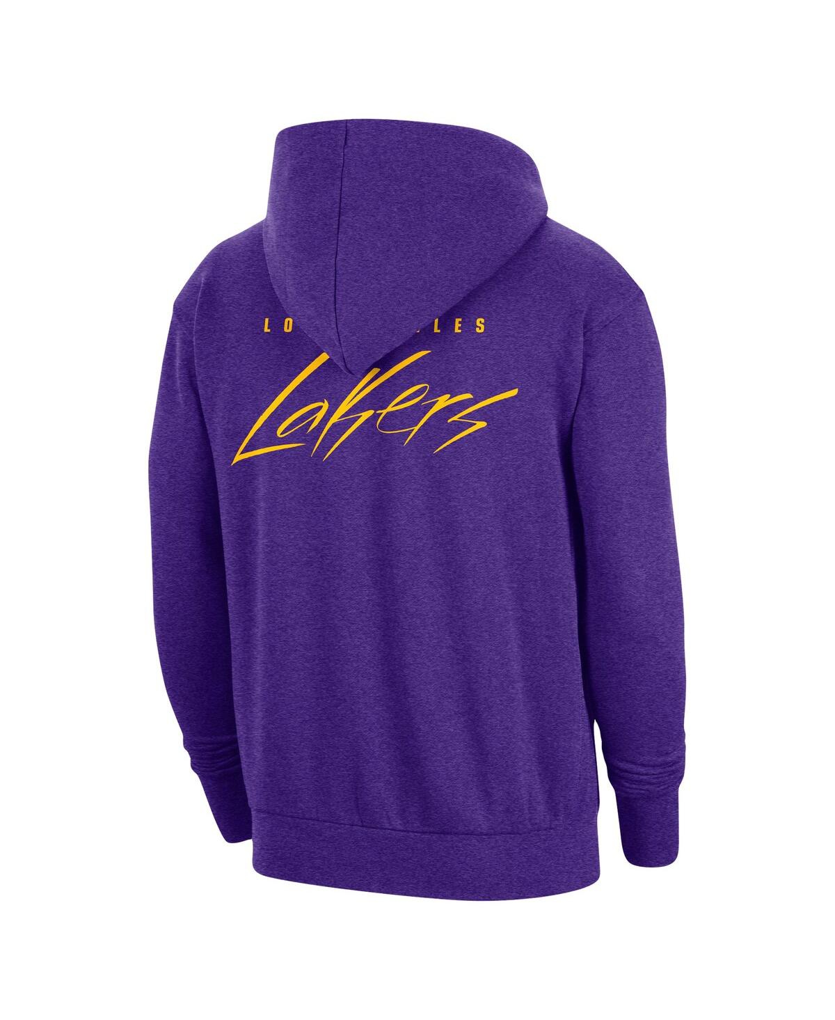 Shop Nike Men's  Heather Purple Los Angeles Lakers Courtside Versus Flight Pullover Hoodie