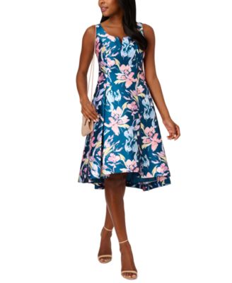 Adrianna Papell - Women's Printed Sleeveless High-Low Fit & Flare Dress
