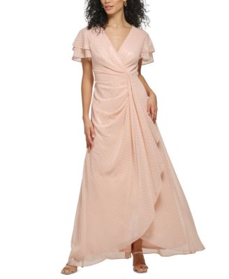 DKNY - Women's Double-Ruffle-Sleeve Chiffon Ball Gown