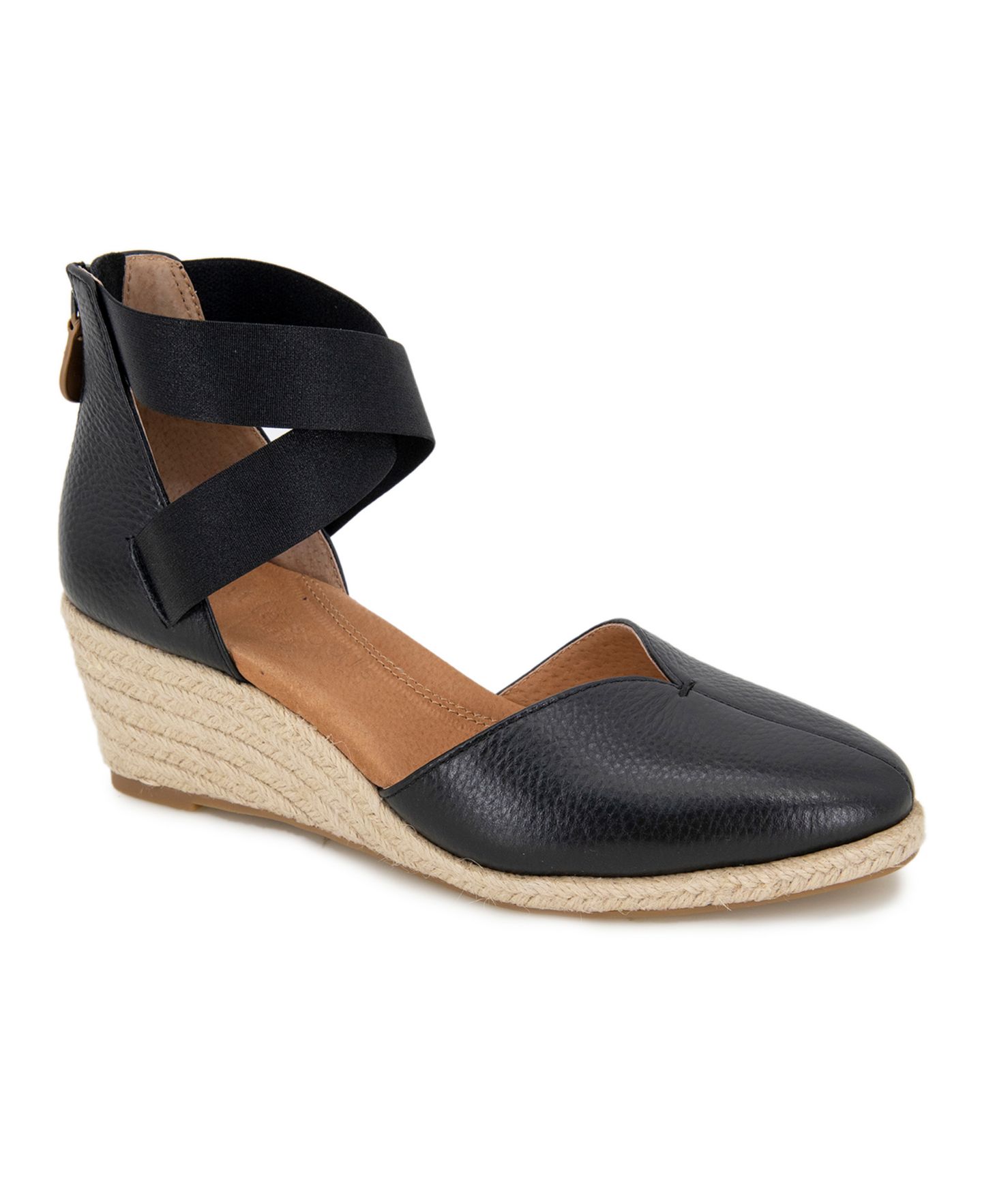 Женские сандалии Gentle Souls Orya Wedge Pointy Toe Espadrille, цвет: Чёрный замшевый — фото 1