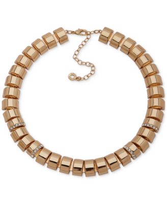 Anne Klein - Gold-Tone Pav&eacute; Thick Omega Chain Collar Necklace, 16" + 3" extender
