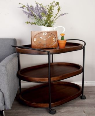 Pine and Metal Traditional Bar Cart