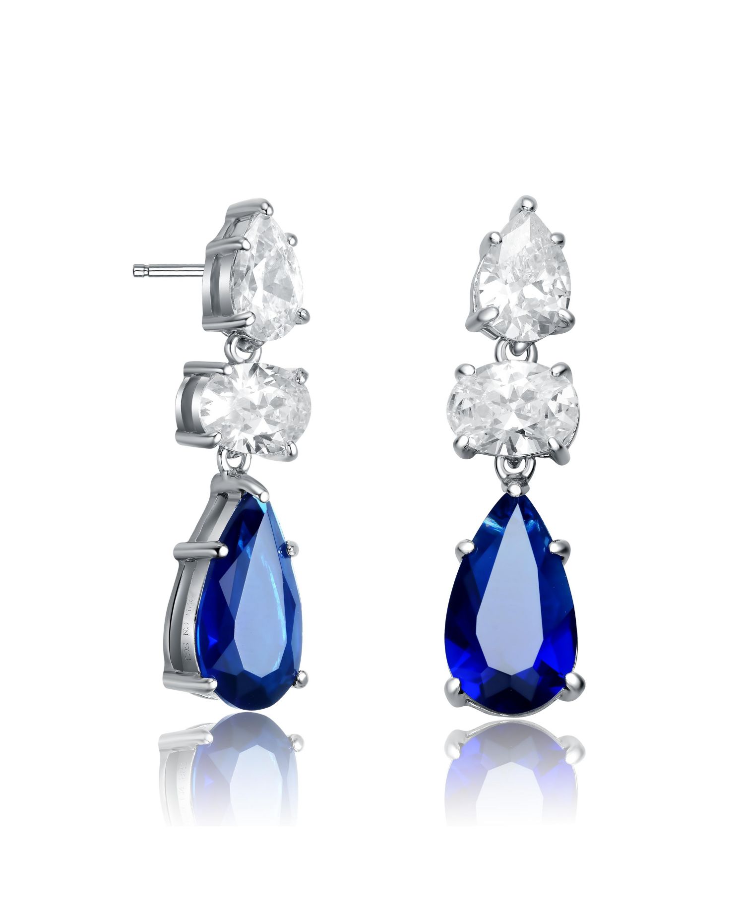 Dazzling White Gold Plated Pear and Oval CZ Drop Earrings