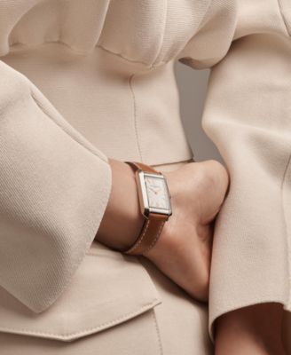 Women's Swiss Hampton Brown Leather Strap Watch 22x35mm