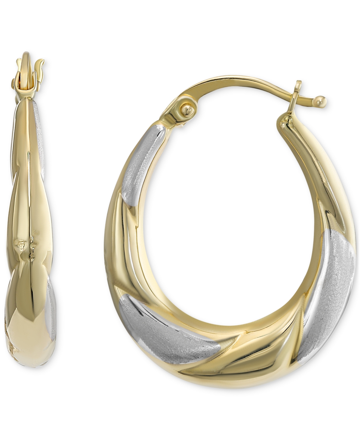 Macy's Tapered Oval Small Hoop Earrings In 10k Two-tone Gold