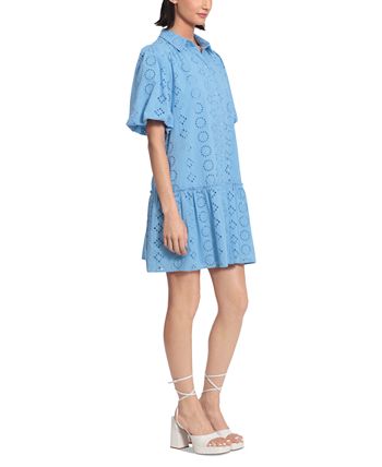 Donna Morgan Women's Collared Button-Front Eyelet Dress - Macy's