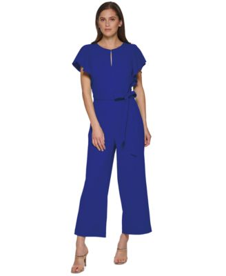DKNY - Women's Flutter-Sleeve Wide-Leg Jumpsuit