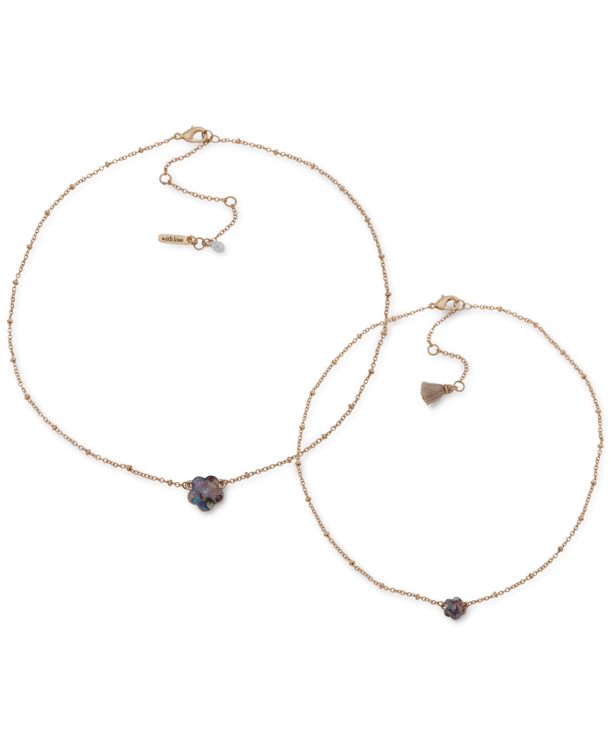 lonna & lilly Gold-Tone 2-Pc. Set Stone Flower Solitaire Mom & Mini Pendant Necklaces