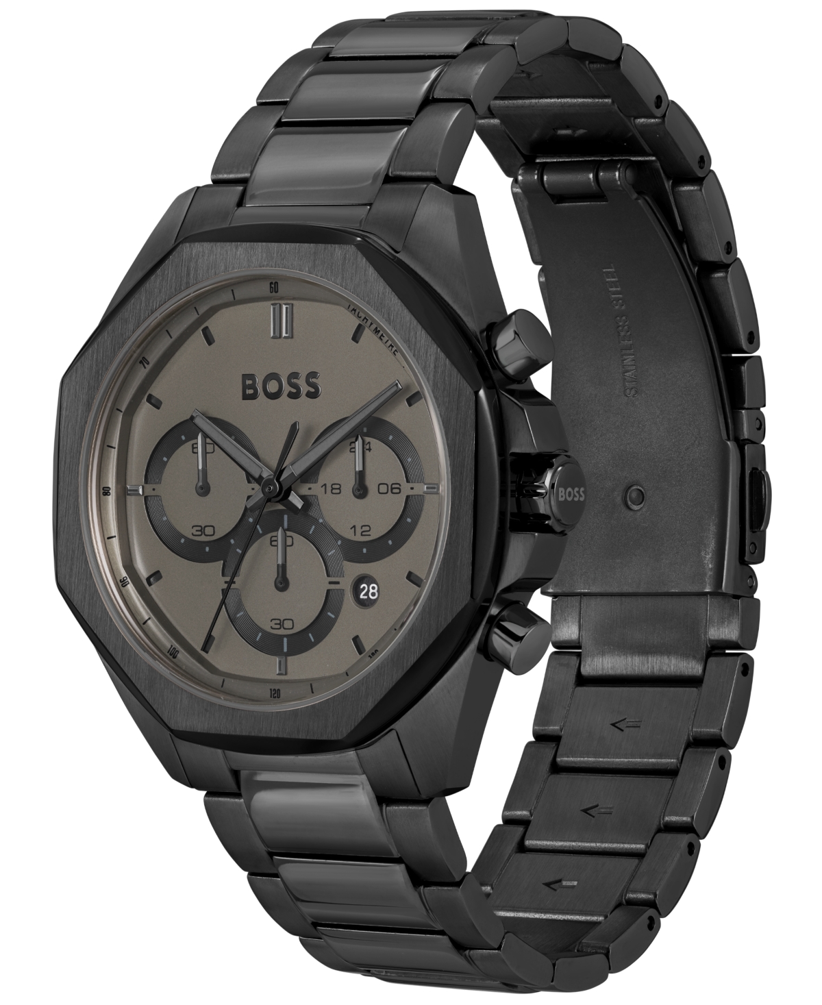 Hugo Boss Men's Cloud Quartz Chronograph Ionic PlatedSteel Watch 43mm - Black