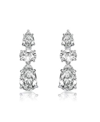 Dazzling White Gold Plated Pear & Oval CZ Drop Earrings