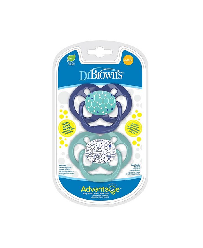 Dr. Browns Advantage Symmetrical Pacifier, Blue, 2 Pack, 6-18m - Macy's