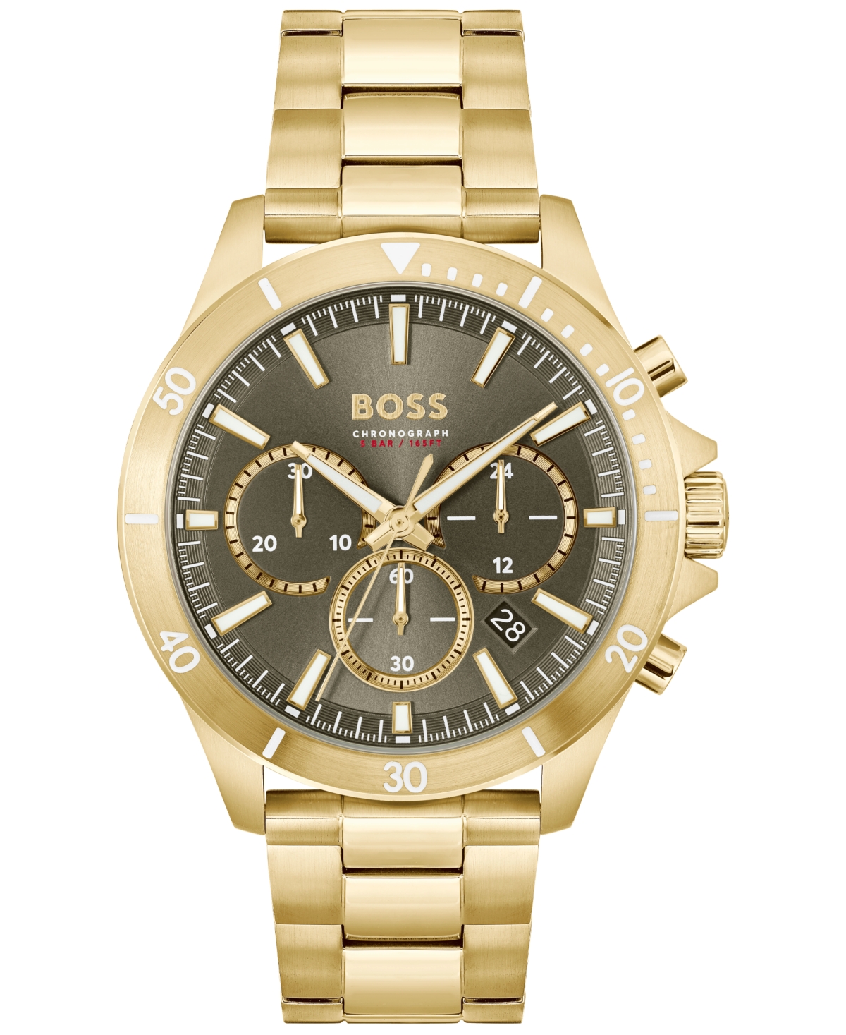 Hugo Boss Boss Men's Troper Quartz Fashion Chronograph Ionic Plated Gold-tone Steel Watch 45mm