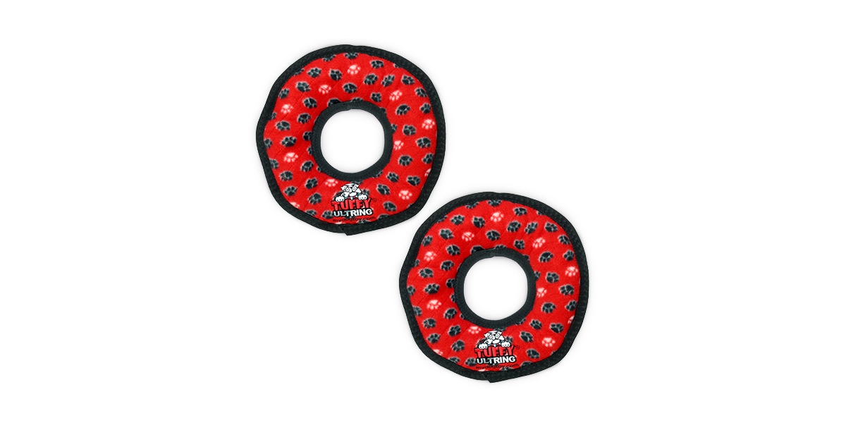 Ultimate Ring Red Paw, 2-Pack Dog Toys - Red