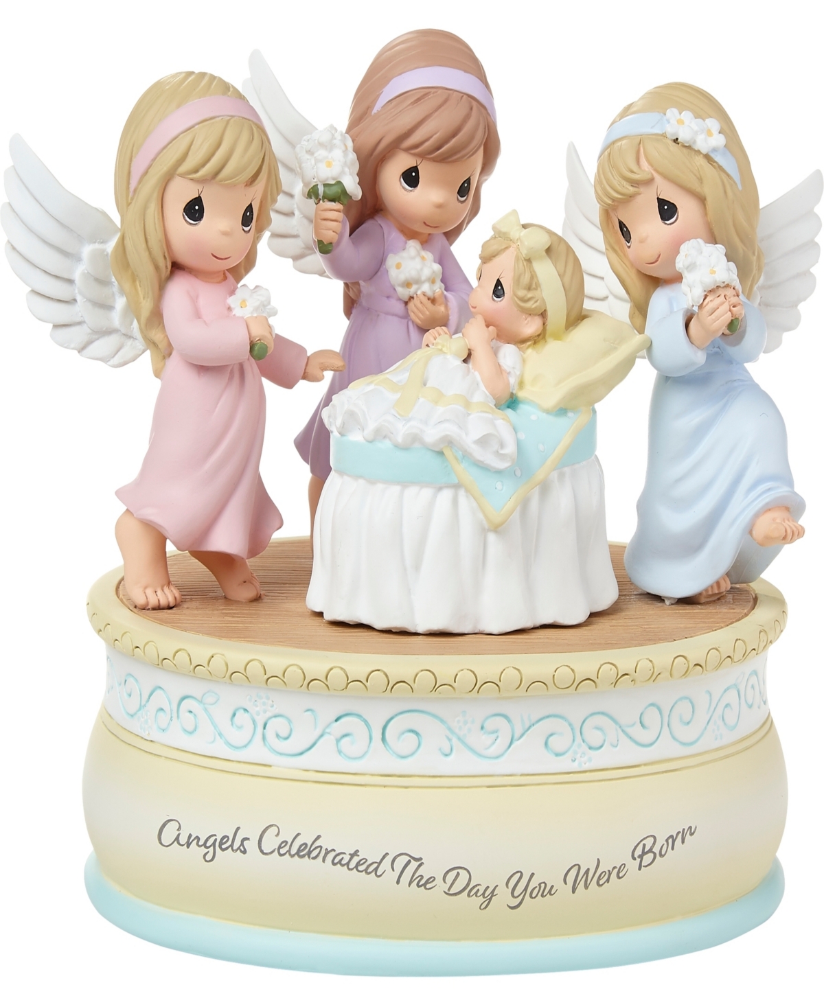 Precious Moments 222103 Angels Celebrated The Day You Were Born Resin Musical In Multicolored