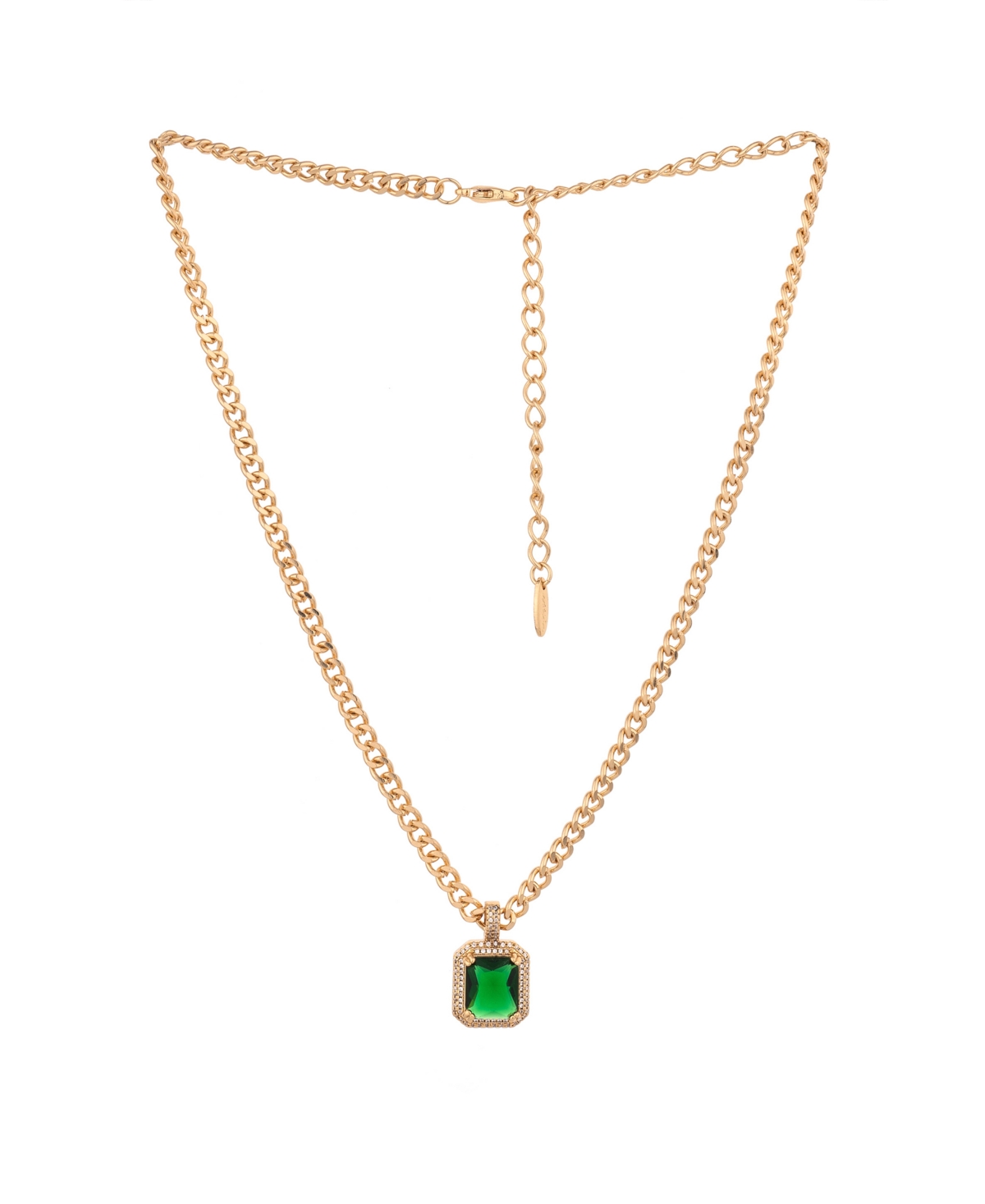 Ettika Emerald Stone Pendant 18k Gold Plated Link Necklace