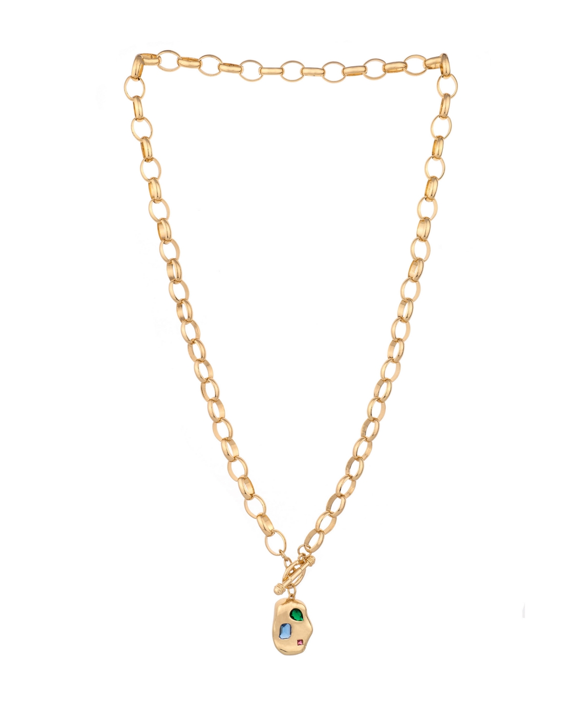 Rainbow 18K Gold Plated Nugget Toggle Necklace - Gold