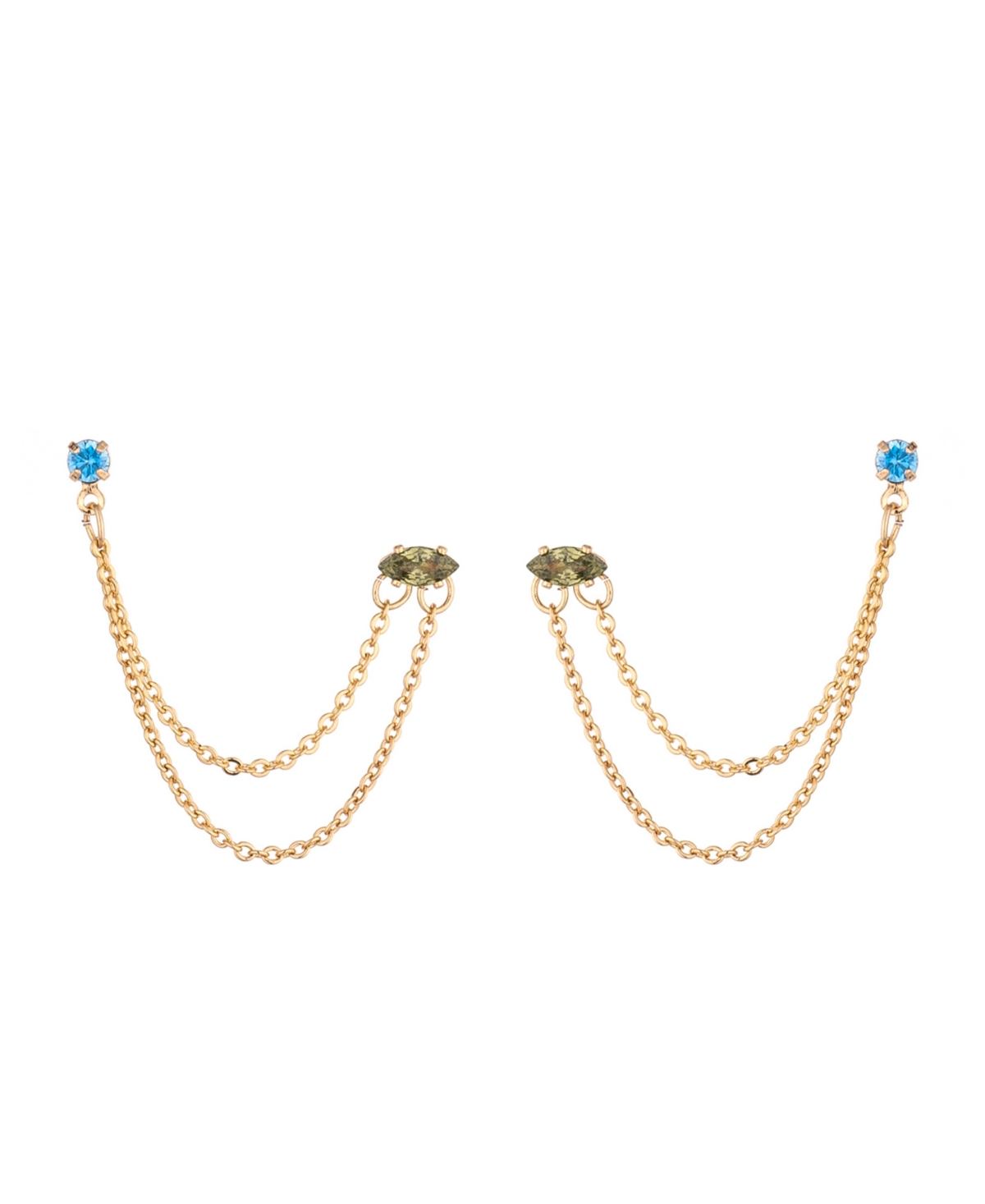 Shop Ettika 18k Gold Plated Brass Double Pierced Earrings In Blue