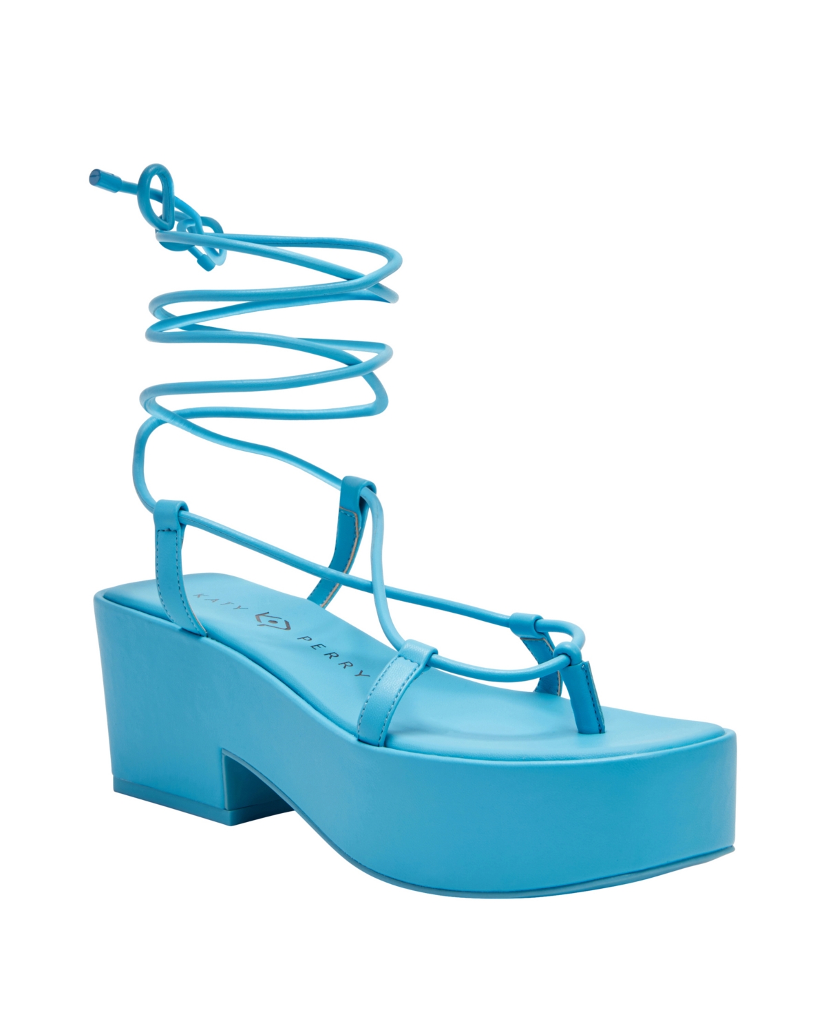 Shop Katy Perry Women's The Busy Bee Lace Up Wedge Sandals In Turquoise