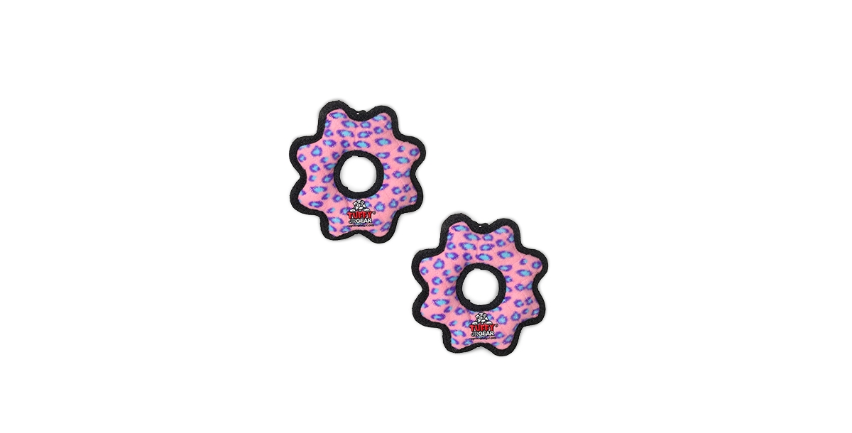 Jr Gear Ring Pink Leopard, 2-Pack Dog Toys - Medium Pink