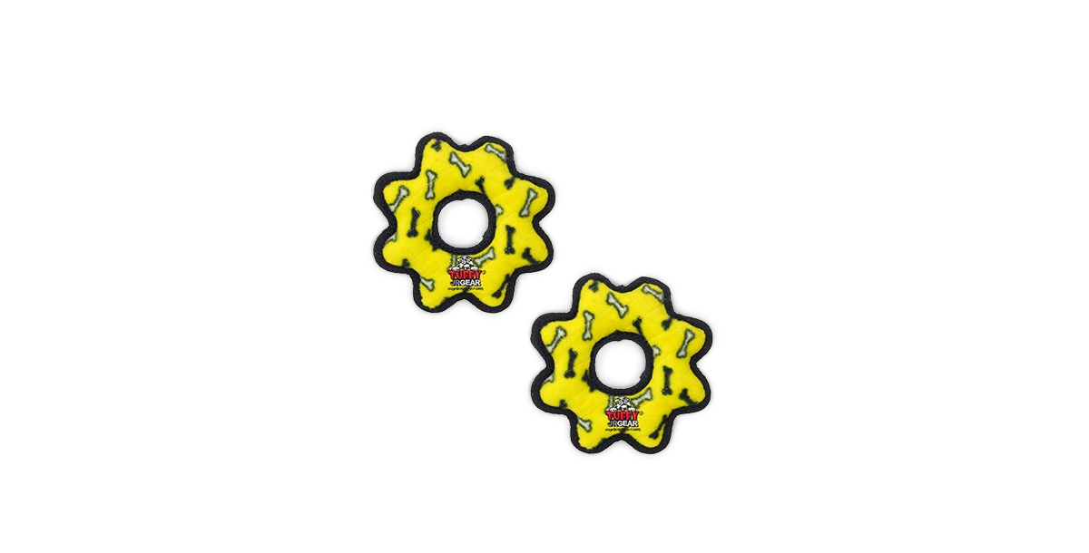 Jr Gear Ring Yellow Bone, 2-Pack Dog Toys - Bright Yellow