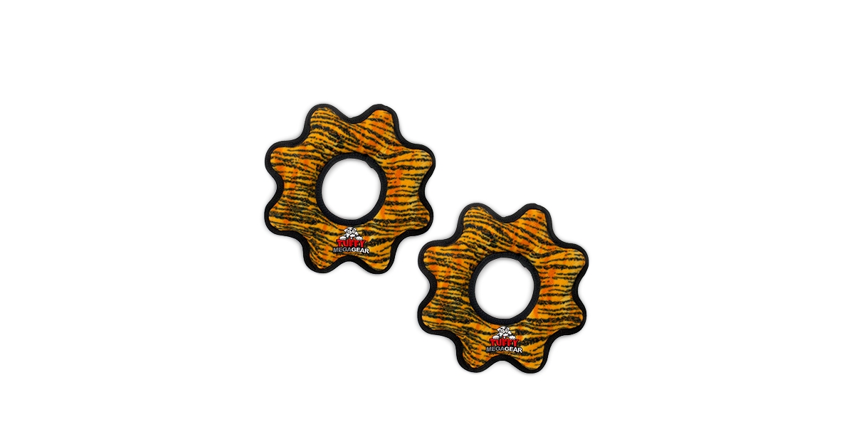 Mega Gear Ring Tiger, 2-Pack Dog Toys - Medium Orange