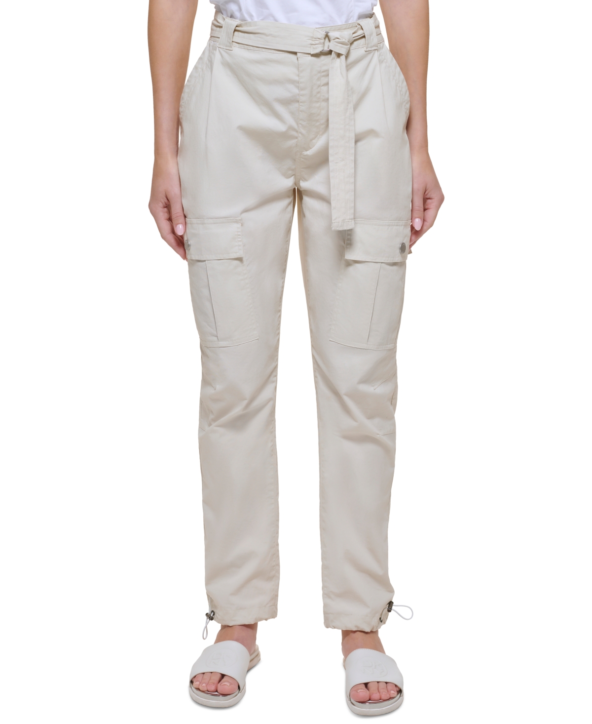 Dkny Jeans Women's High-Rise Belted Straight-Leg Cargo Pants