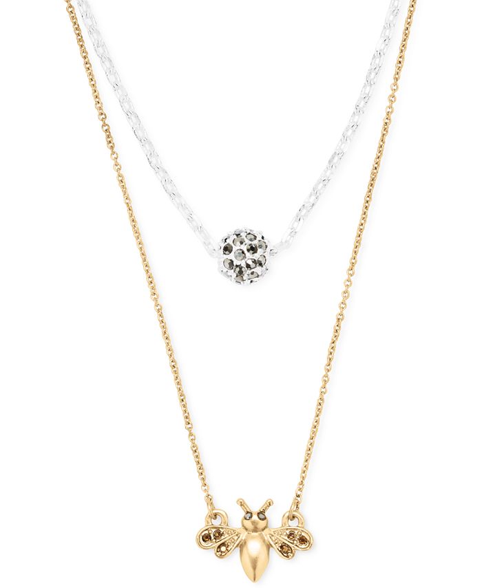 Lucky Brand Two Tone Layered Bee Charm Necklace 16 1 4