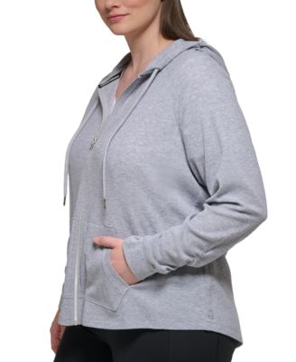 Ruched-Sleeve Zip Hoodie