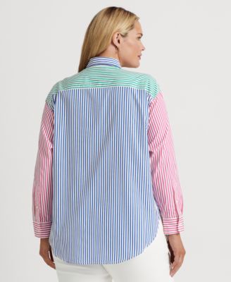 Lauren Ralph Lauren Plus Size Multicolor Striped Shirt - Macy's