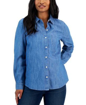 Style & Co - Petite Chambray Button-Up Shirt