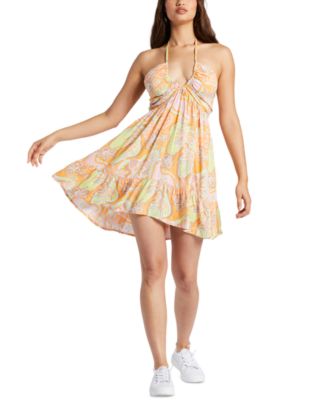 Roxy - Juniors' Summer Nights Smocked-Back Halter Dress