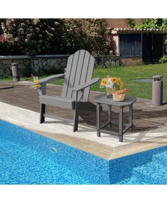 Patio Adirondack Chair Weather Resistant Garden Deck W/Cup Holder