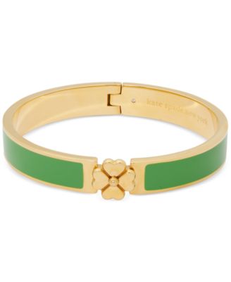 kate spade new york - Gold-Tone Green Enamel Flower Bangle Bracelet