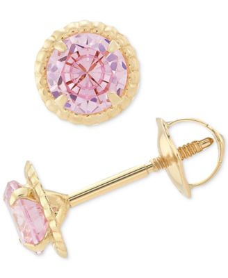Children's Cubic Zirconia Screw Back Stud Earrings in 14k Gold