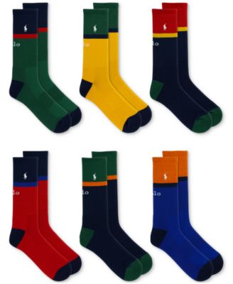 Polo Ralph Lauren - Men's Colorblock Crew Socks, 6-Pack