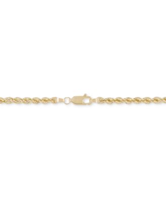 Lightweight Diamond Cut Rope Chain 24“ Necklace (3mm) in 14k Yellow Gold